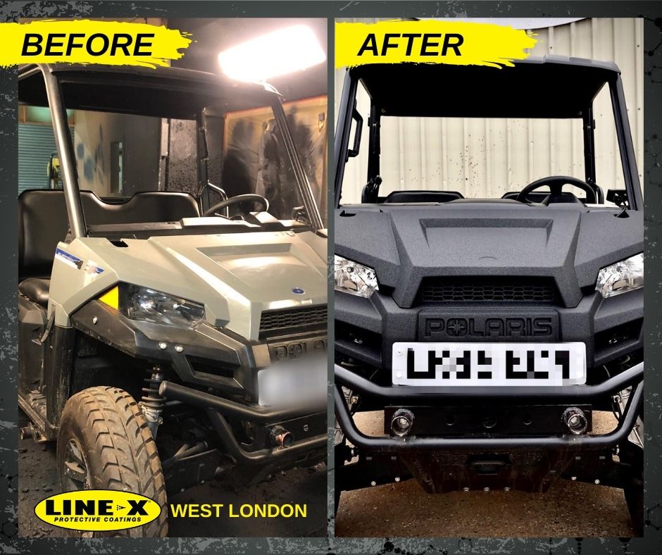 LINEXuk's tweet photo. LINE-X West London are at it again! This time with a Polaris!
Full LINE-X exterior with XS-100! 

#LINEX #Polaris #OffRoad #4x4 https://t.co/fXbcNS0Qjg