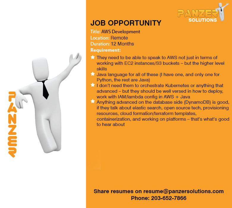 panzersolution's tweet image. Job Title: AWS Development
Location: Remote
Share resumes on resume@panzersolutions.com
Or for more info click on the below link
panzersolutions.com/view_job_opporโฆ
#PanzerSolutions #AWSDevelopment: #panzerjobs #jobseekers #Jobs #JobSeeker #jobsearch #AWS #Development