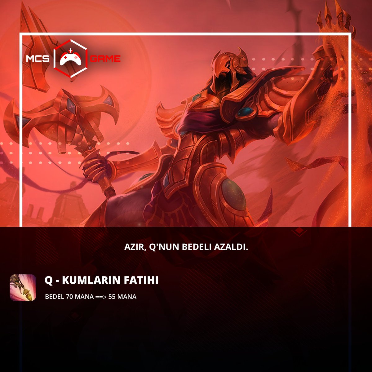 MCSGameTR's tweet photo. League Of Legends 11.11 Yama Notlarında Öne Çıkanlar

#lol #lolturkiye #loltürkiye #espor #lolespor #leagueoflegends #yamanotlari #yamanotları #riot #riotgames #azir #ezreal #graves #hecarim https://t.co/iiD6x4RFdA