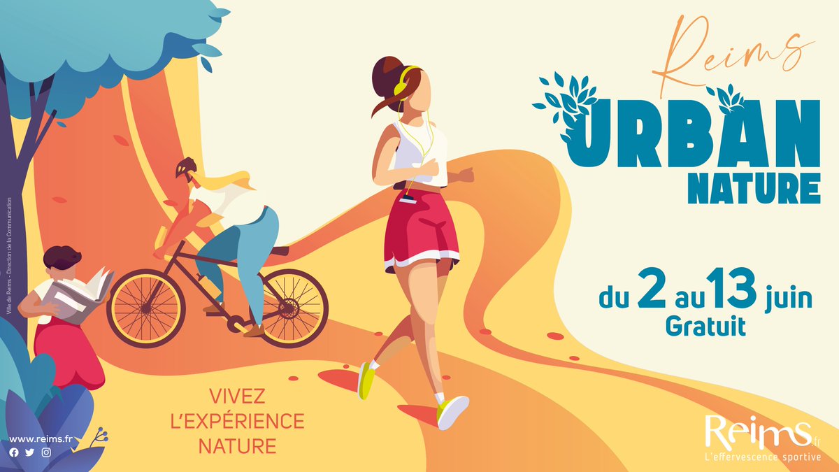 VilledeReims's tweet photo. La ville de #Reims lance un nouveau #festival, le #ReimsUrbanNature ! Du 2 au 13 juin, plus de 100 activités #sportives, de loisirs culturelles #gratuites vous seront proposées réparties sur près de 40 sites ''verts'' : parcs, squares et jardins ! => Infos https://t.co/U8GyaHB3qX https://t.co/e3DuxI3Tsq