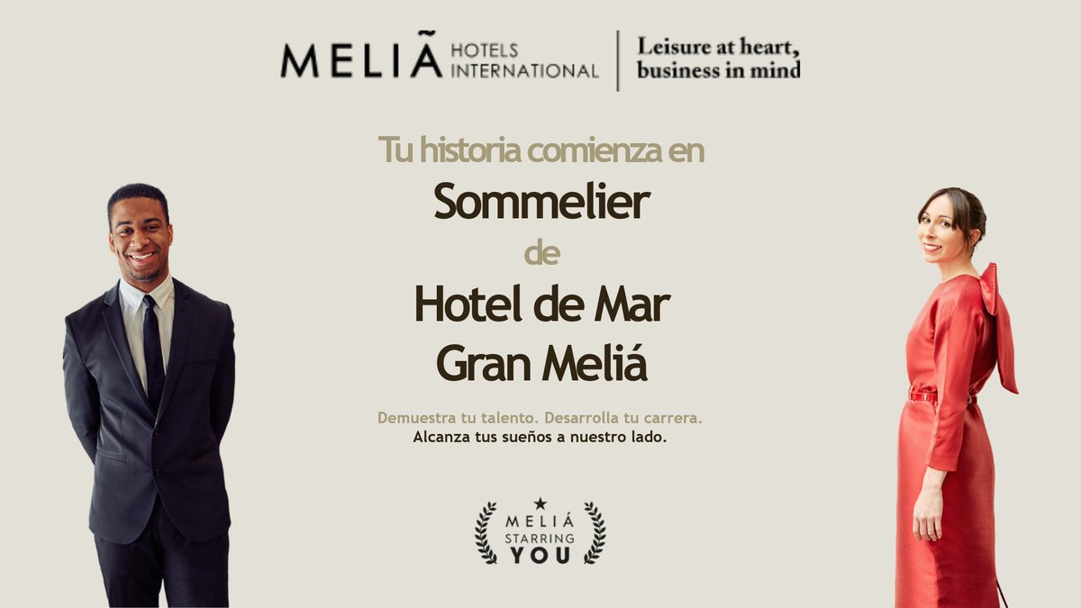 Escojas la historia que escojas, tú eres el protagonista en <a href="/MeliaHotelsInt/">Meliá Hotels International</a> 😉 Buscamos para #Sala en <a href="/HotelDeMarGM/">Hotel de Mar, a Gran Meliá Hotel</a> 🍷🍷 Ven a formar parte de un gran equipo, te estamos esperando con los brazos abiertos!!! #WeAreMelia #OfertaDeEmpleo #Empleo ow.ly/6bB850EVNkk