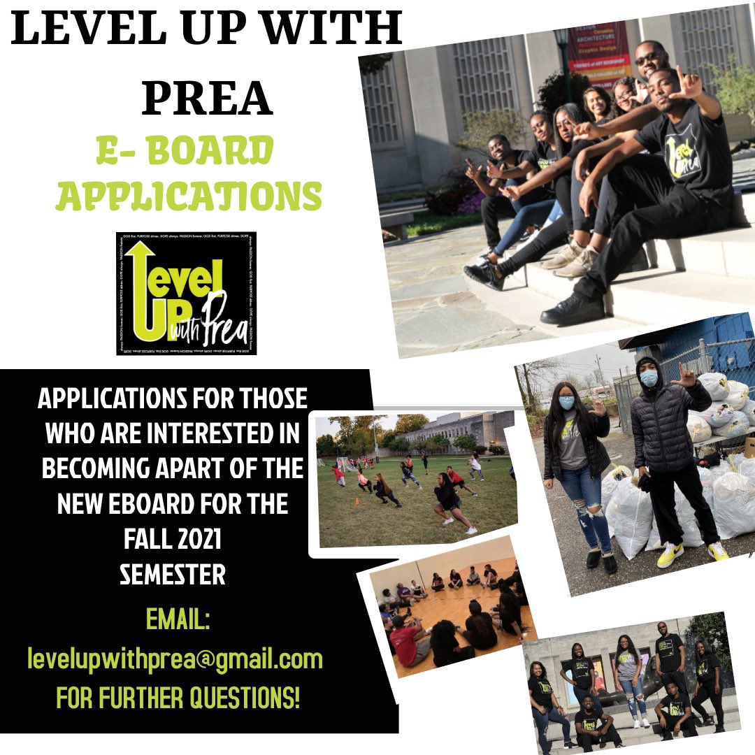 PreaJackson's tweet image. Pleased to announce that there are now OPEN APPLICATIONS to students interested in joining the new E-Board for Fall 2020💚🤍🖤

Email levelupwithprea@gmail.com with your resume and the positions that you are interested in! 

DEADLINE JUNE 18th!!!