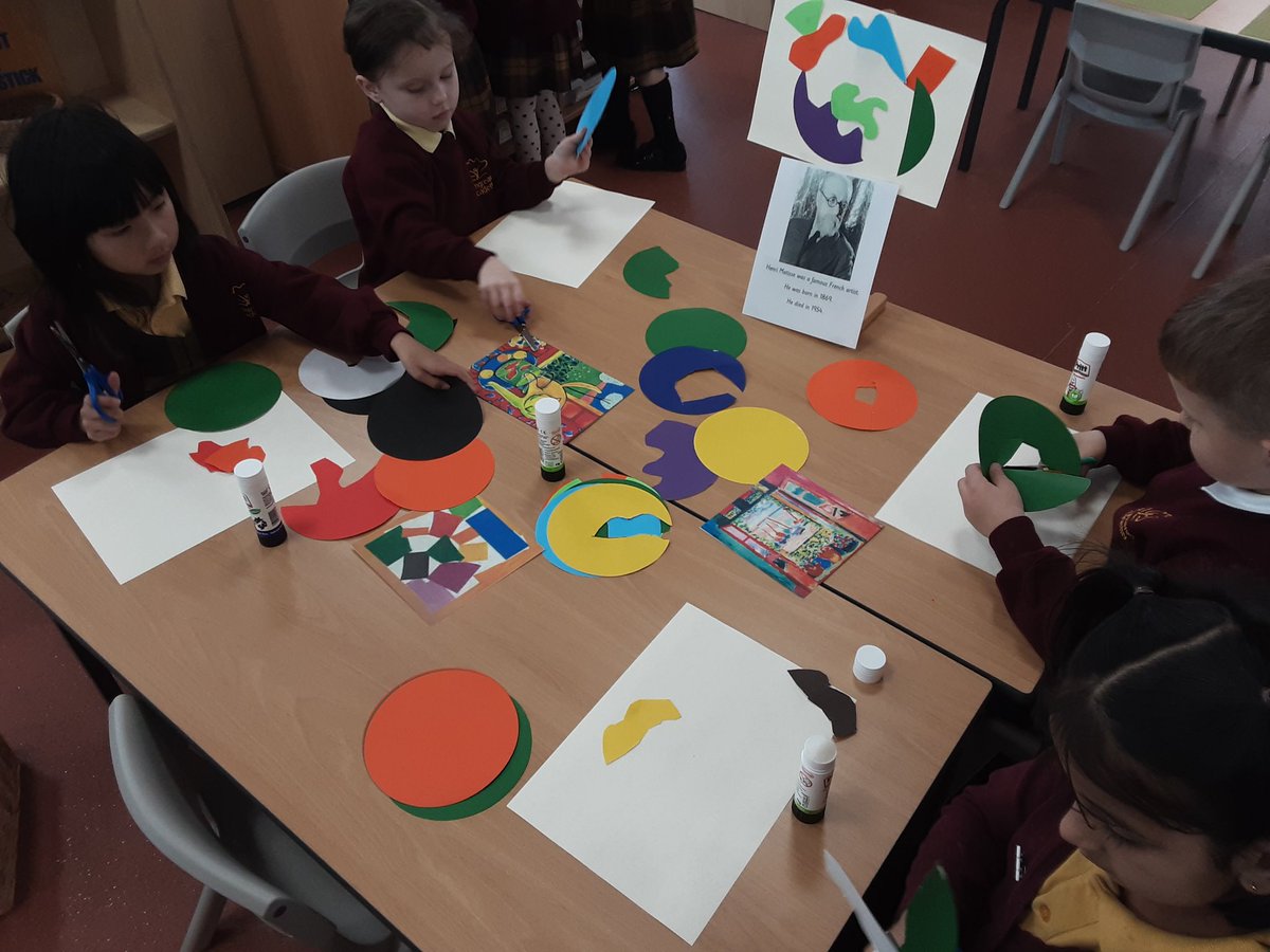 CorngreavesRec's tweet photo. We created our own artwork inspired by Henri Matisse. We especially enjoyed drawing with scissors ✂️ https://t.co/Olw6NgUelT
