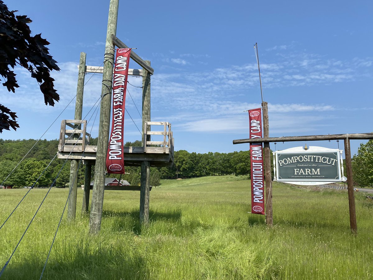 Beautiful Skies!  Feeling the camp vibe with the hanging of our street banners!