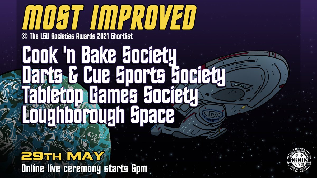 LSU_Societies's tweet image. 🏆 Most Improved Award Shortlist 🏆
Cook 'n Bake Society
@LSUDCS 
Tabletop Games Society
@LboroSpace