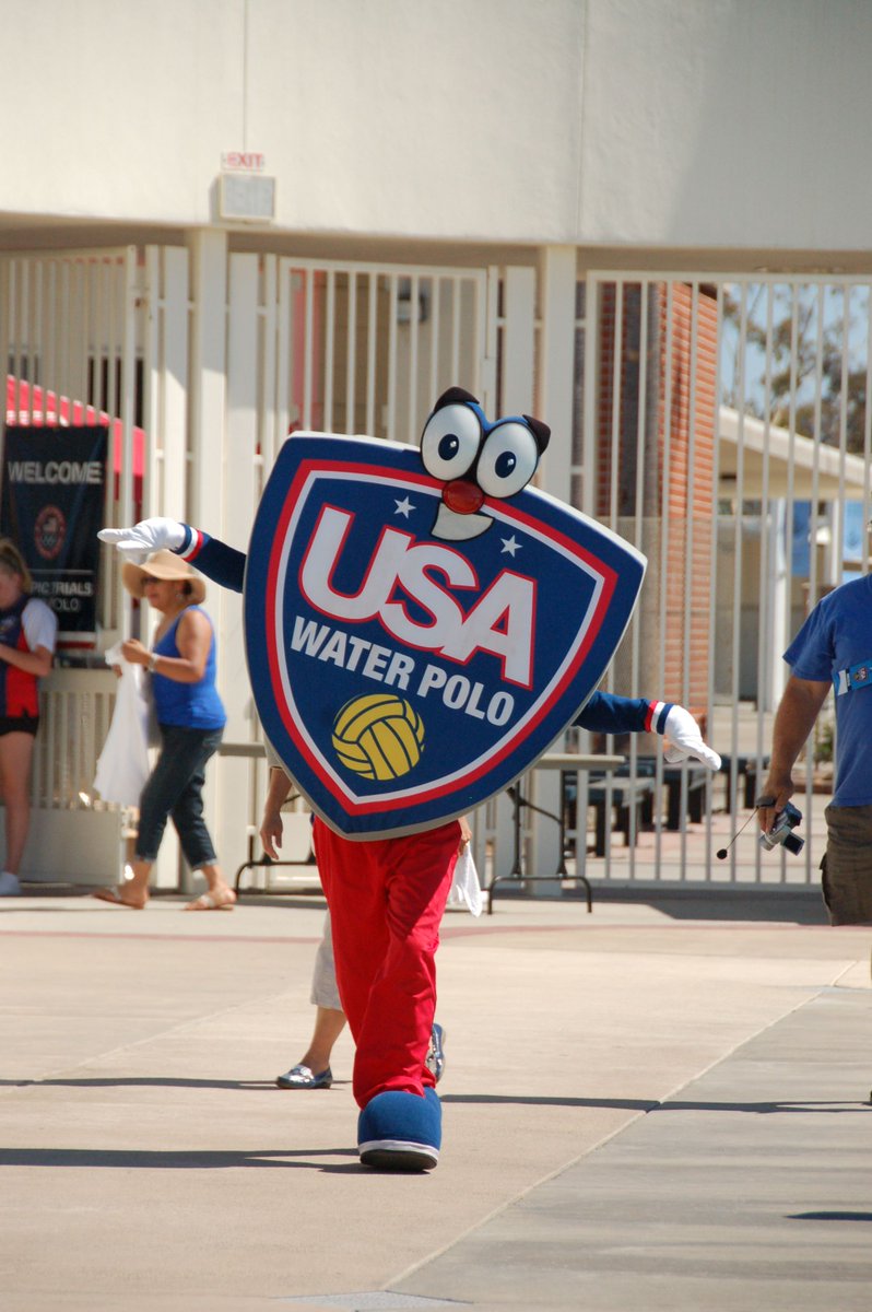 rodger's tweet photo. if you're thinking about phoning it in at work today, take some inspiration from the person whose job was to design a mascot for USA Water Polo and decided to just give the USA Water Polo logo some arms and legs and a face (it's named "Shieldy") https://t.co/Hv8HiqzvPv