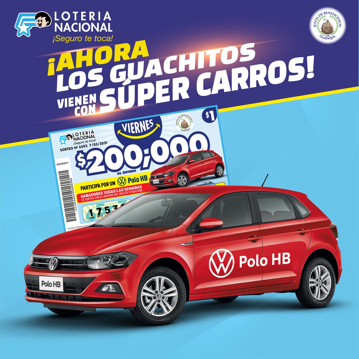 LoteriaNacJBG's tweet photo. 📢Ahora los Guachitos vienen con SUPER CARROS!
👉Este viernes participa con el número y fracción de tu guachito por este Volkswagen Polo HB 0km!

#LoteriaNacional #Volkswagen #Polo #Gana #Guachito #Sorteo #mayo https://t.co/xz6qWpY0YH