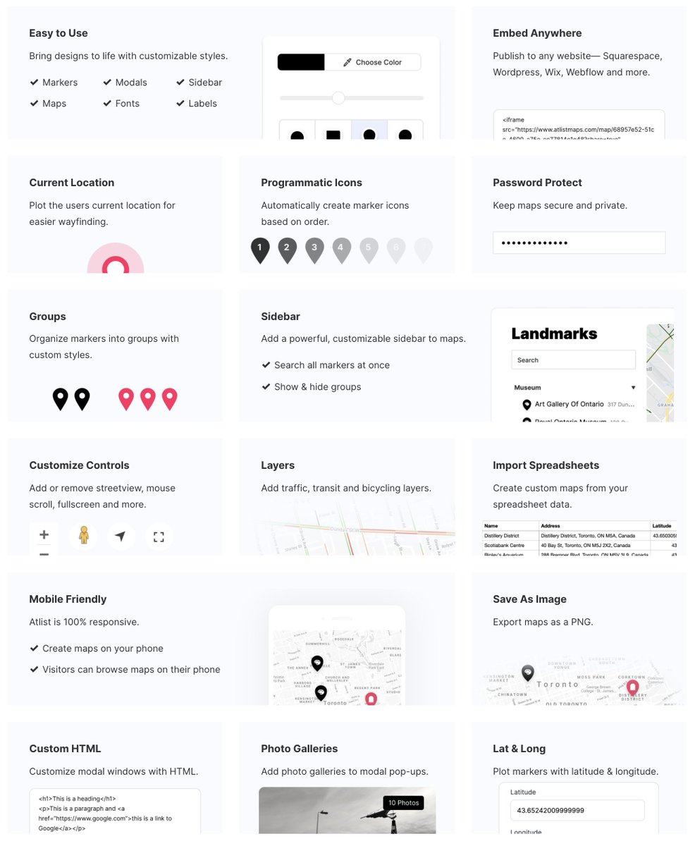 stevebenjamins's tweet image. New Atlist homepage! Proud of the features table🙈 atlistmaps.com