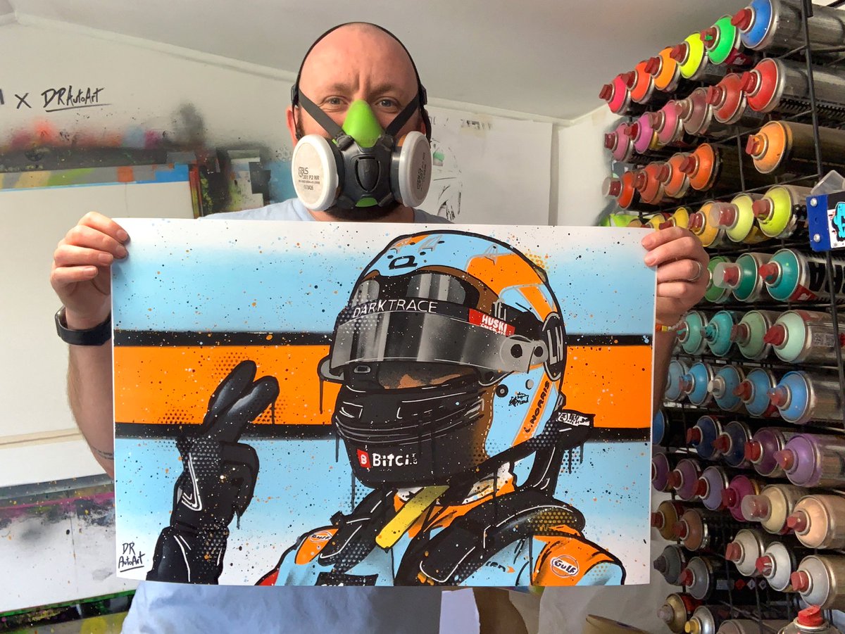 DRAutoart's tweet photo. @McLarenF1 @GulfOilIntl Bring it back for the BritishGP! Just finished this painting. What a weekend! https://t.co/oc7CSS5Klx
