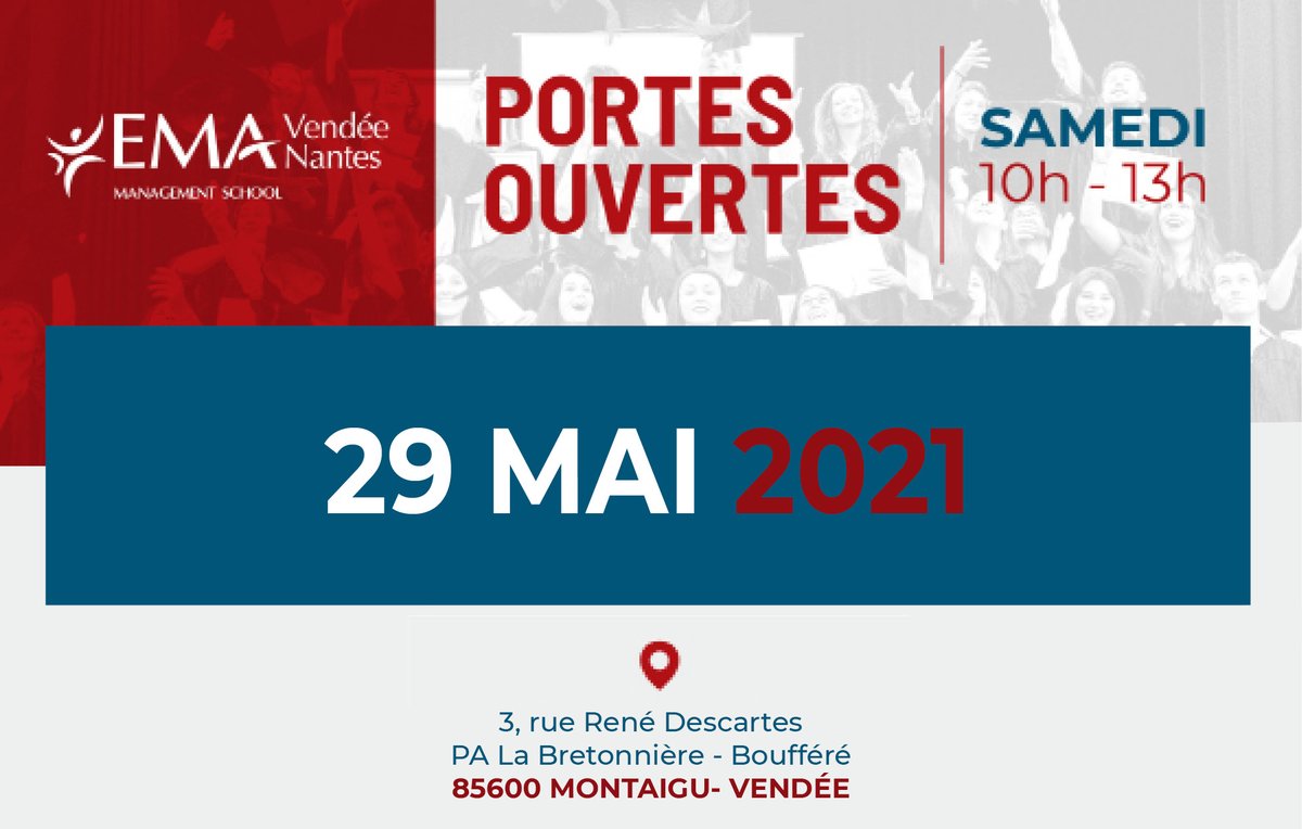 🤩 L’EMA est heureuse de vous rouvrir ses portes !
📅 RDV à #Montaigu #Vendée samedi 29/05 pour découvrir nos formations et obtenir toutes les infos dont vous avez besoin !

📌 Deux créneaux sont proposés : 10h-11h30 et 11h30-13h. 
✅Inscription : doodle.com/poll/b9v3bwrvn…