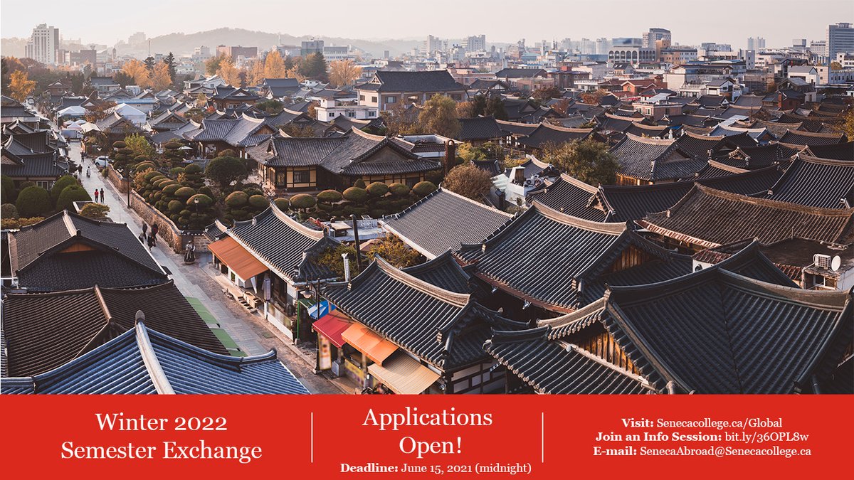 Seneca_Go's tweet photo. Jeonju, South Korea is one of the many destinations Seneca students can apply to take their studies in Winter 2022

📅 Deadline to apply: June 15th, 2021.

Want to learn more before you drop the pin on your map?

💻 Join a #SenecaAbroad webinar: https://t.co/tsq01jHe7v https://t.co/5Tkh3eu5uI