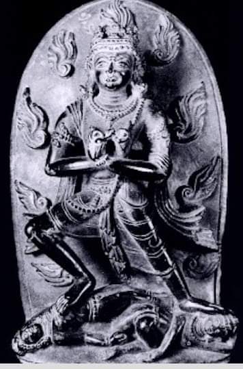24. The Buddhists also invented a deity called Trailokyavijaya (He is absent in early Buddhist texts).This Buddhist deity kills Shiva. He stands on shiva's decapitated head and tramples Goddess Parvati is breast with his feet.