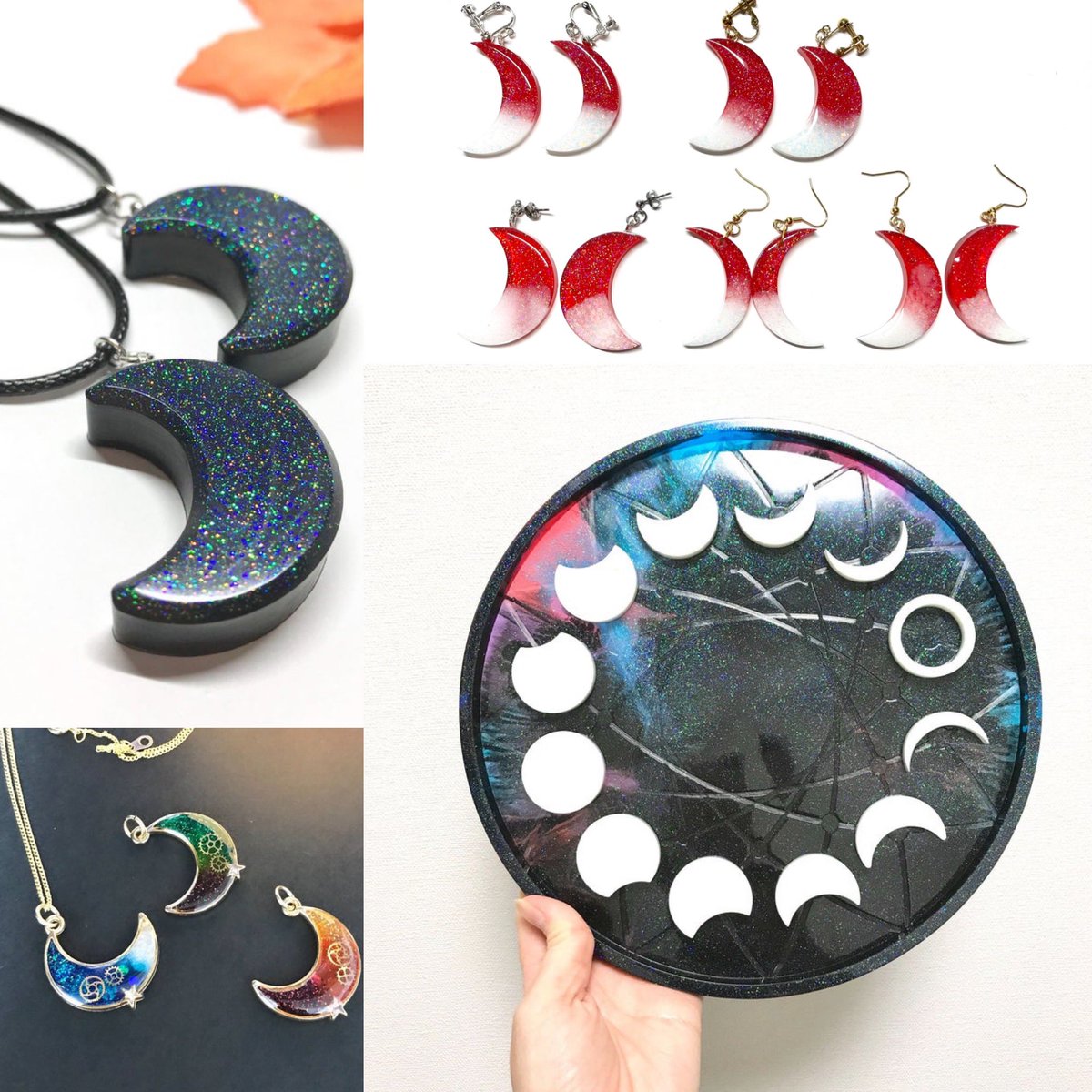 ReiArtistryclay's tweet photo. To celebrate the Blood Moon, I’m offering 20% off all my moon items for the next 4 days! Earrings, necklaces and trinket trays! Sale start 26th midnight JST https://t.co/mGzXvBzeCv https://t.co/MzRYTu8V98