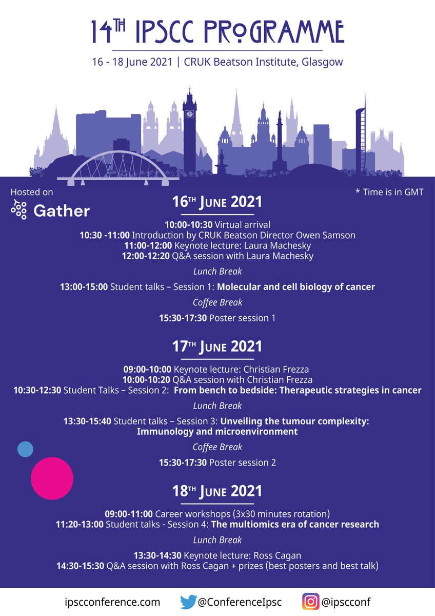 IPSCC Conference (@ipscconf) on Twitter photo The programme is all set, so be ready for great 3 days of great science and fun social events! The conference will be hosted on Gather thanks to our amazing sponsors <a href="/thermofisher/">Thermo Fisher</a> <a href="/NEBiolabs/">New England Biolabs</a> <a href="/BCILifeSciences/">Beckman Coulter Life Sciences</a>
See you soon!
<a href="/CR_UK/">Cancer Research UK</a> @CRUK_BI <a href="/UofGMVLS/">UofG MVLS</a> The programme is all set, so be ready for great 3 days of great science and fun social events! The conference will be hosted on Gather thanks to our amazing sponsors <a href="/thermofisher/">Thermo Fisher</a> <a href="/NEBiolabs/">New England Biolabs</a> <a href="/BCILifeSciences/">Beckman Coulter Life Sciences</a>
See you soon!
<a href="/CR_UK/">Cancer Research UK</a> @CRUK_BI <a href="/UofGMVLS/">UofG MVLS</a>