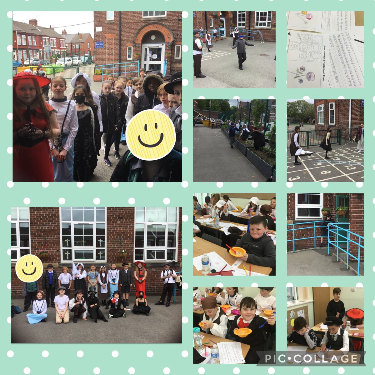 Year 5 have had a fantastic Victorians day today.  They have followed Victorian classroom rules, played Victorian games, eaten Victorian food and even created a bookmark in the style of Victorian artist Charles Rennie-Mackintosh.