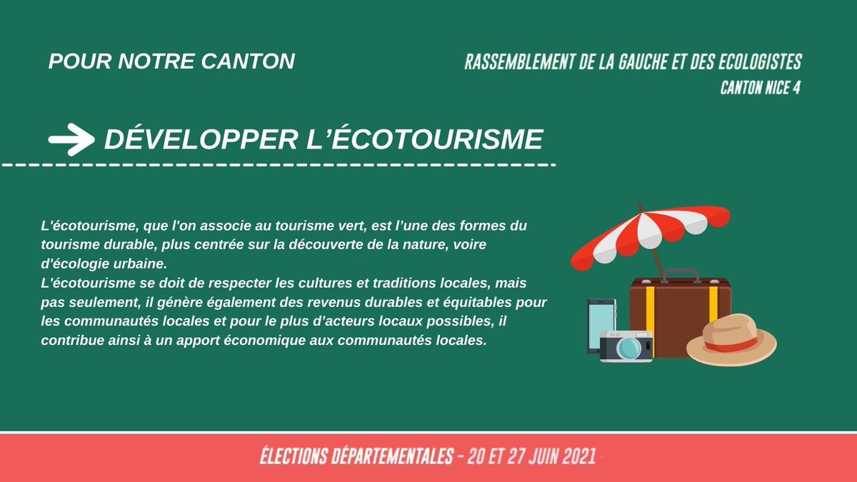 AxelBerriaux's tweet photo. [#Départementales2021 #Nice4]
Thread - L’heure est venue d’adopter une approche intégrée afin de proposer une expérience durable à nos touristes. 🌱🛎️
1/8 https://t.co/dAoJ6qpDsQ