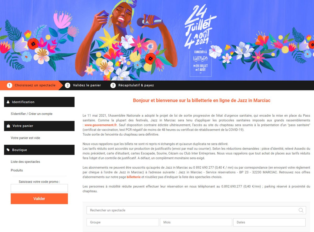 Afin de respecter la distanciation physique, nous avons dû mettre en place notre propre système de vente de billets en ligne conçu par notre partenaire de billetterie <a href="/SA_Rodrigue/">RODRIGUE</a>. Il est aujourd'hui opérationnel, rendez-vous sur jazzinmarciac.com 🎟️ #jazzinmarciac #JIM2021