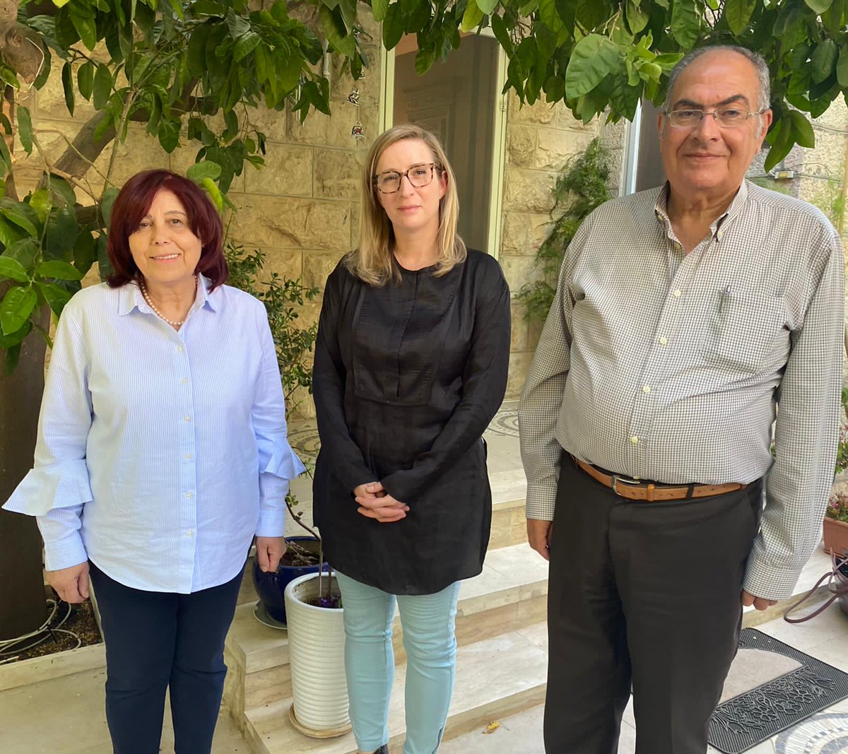 CanadaRepPA's tweet photo. Grateful to Adel Budeiri and Samira Dajani for welcoming us to their home today, and for updating us on the situation they are facing. Along with a number of families in #SheikhJarrah, they remain at risk of eviction from the home their family has lived in for 3 generations. https://t.co/OfLtFMPqfj