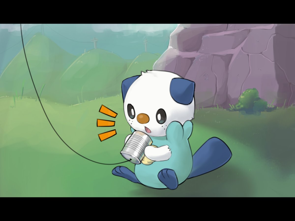 xRIPY's tweet photo. Request:
>Oshawott talking to Emolga through a tin can telephone, while Emolga is flying in the sky! https://t.co/q83NrbG93Y