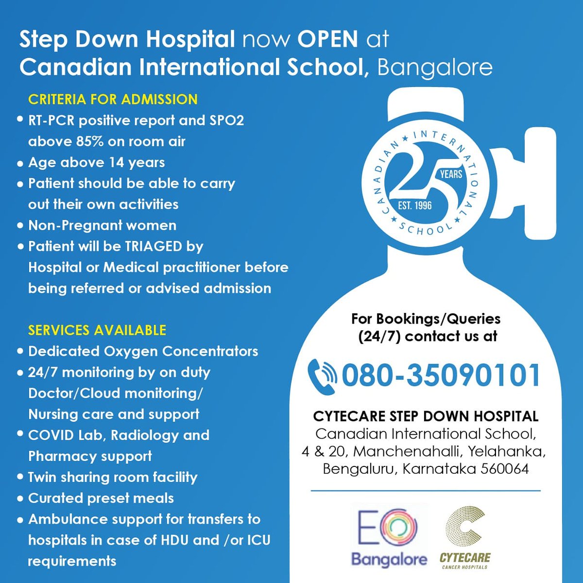 Beyond proud that our school has opened our facilities to help the people of Bangalore during these unprecedented times. #cisbwolves #cisbrocks