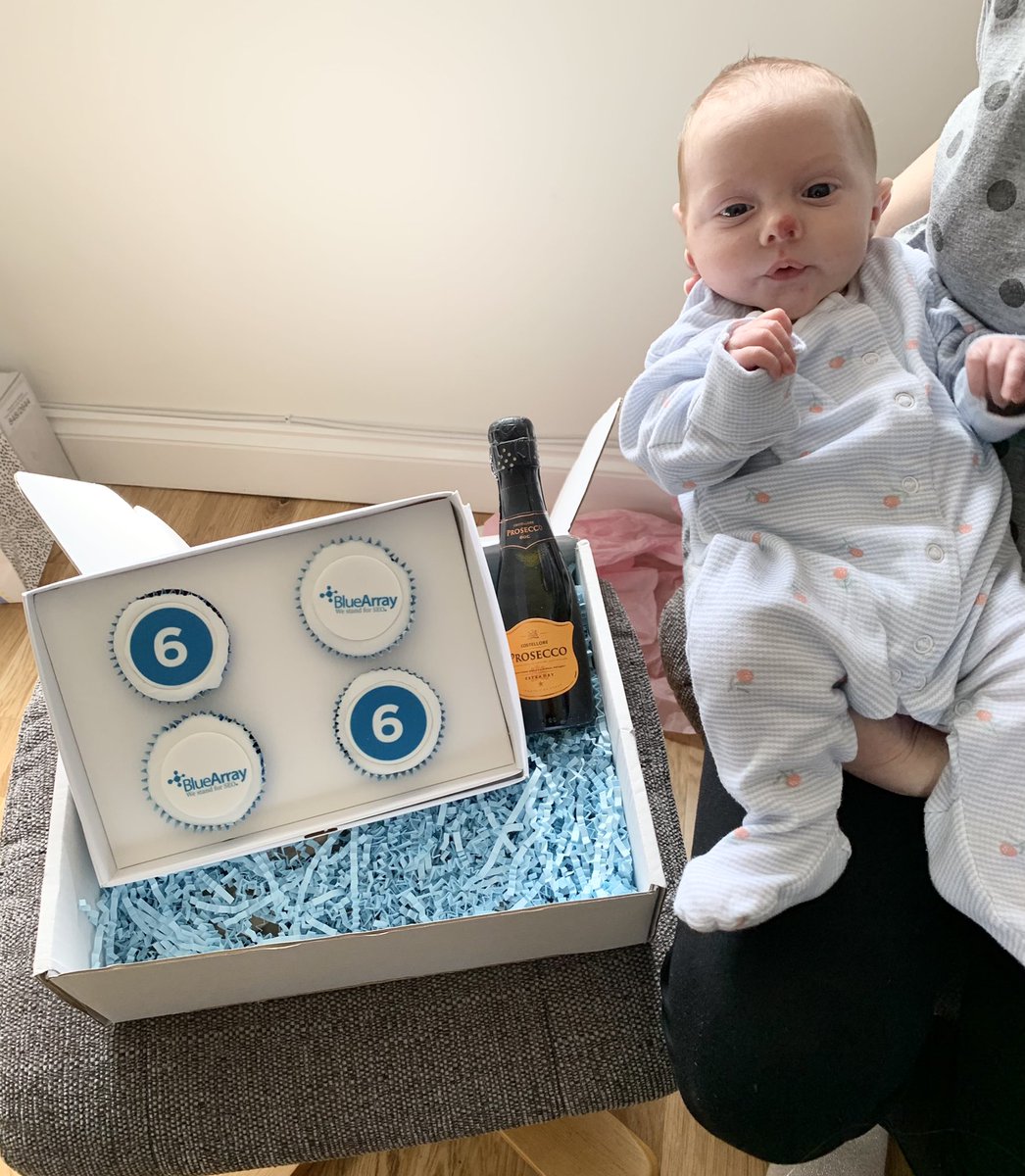 _LouiseAllison's tweet photo. Happy 6th Birthday @bluearrayseo ! Thank you for the cupcakes and Prosecco, Evie’s even dressed in blue for the occasion! 💙🎉🧁 https://t.co/9G1XGsuFe0