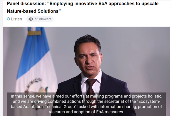 M4Nature's tweet photo. When an idea becomes a movement: Minister of Environment @marngt expresses commitment to upscale #ecosystem based #adaptation to #ClimateChange in #Guatemala through multi-stakeholder platform #GTAbE.  

@TMG_think @AdimiAsociacion @WWF_MAR 

@Adapt_Community #EbAKD7 https://t.co/OfWgEyrz4u