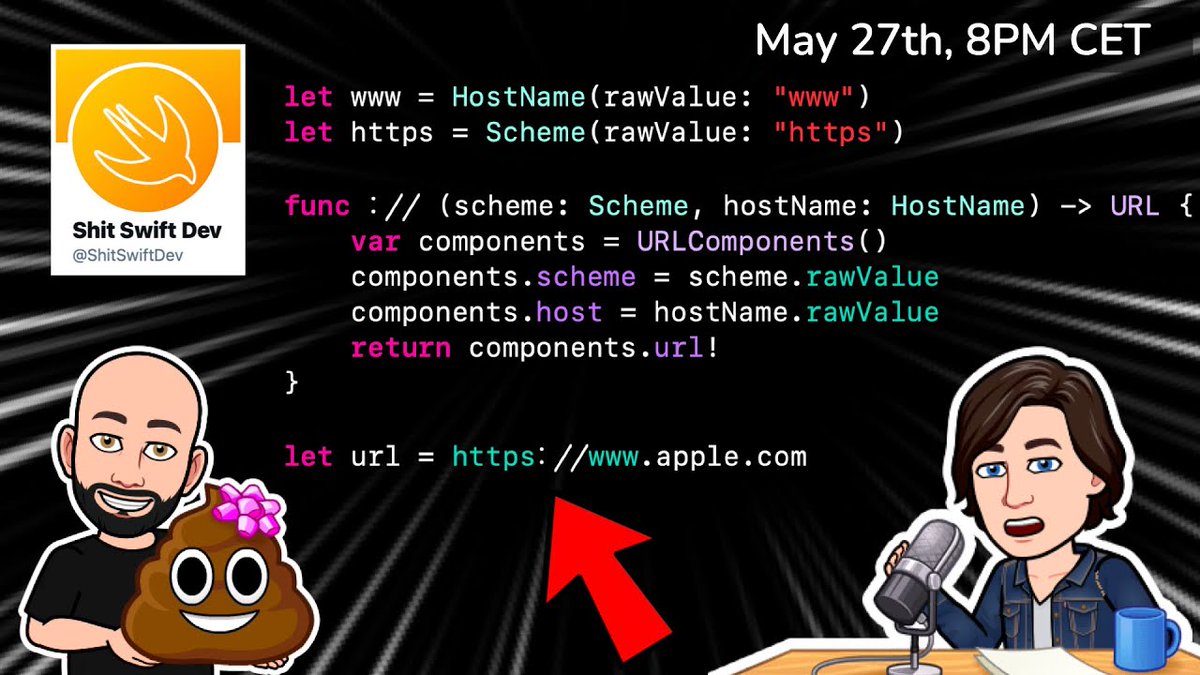 v_pradeilles's tweet image. We've talked about good code at length, now how about 💩 code?
For this week's live I'll be joined by @jegnux of @ShitSwiftDev and he's going to show us how to over engineer Swift code like you never have before 🤪
See you tomorrow 8PM CET ⏰
youtube.com/watch?v=2vZz1v…