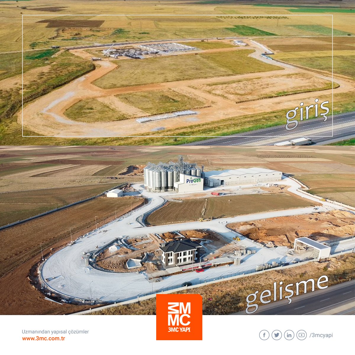 Progen Tohum AŞ - Tohum Eleme Tesisi / 3MC YAPI
-Tesis kapsamında; silolar, yatay depo, idari bina, nizamiye inşaatları ve tesisin tüm altyapı ve üstyapı inşaatları 3MC YAPI tarafından yapılmaktadır.
#3mc #yapı #inşaat #progen #tohumculuk #ladik #konya #turkey