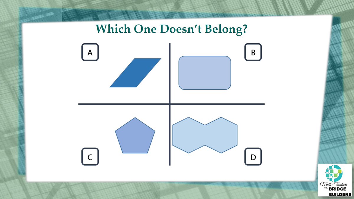 HenaineSamia's tweet photo. My friend assured me that this WODB is really challenging! Who can help her to find out why each one doesn’t belong?
#WODB #iteachmath #MTBoS #MathBridgeBuilders https://t.co/o3VEhlivQl