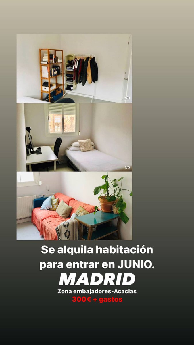 SaraClexa's tweet photo. Buenas! Buscamos compi de piso para ENTRAR YA, en Junio.
Zona Embajadores-Acacias (Madrid). Son 300 € más gastos.
RT Y CONTACTEN INTERESADXS.
PD: hay un perro y una gata también viviendo. https://t.co/QcXVhK15Rw