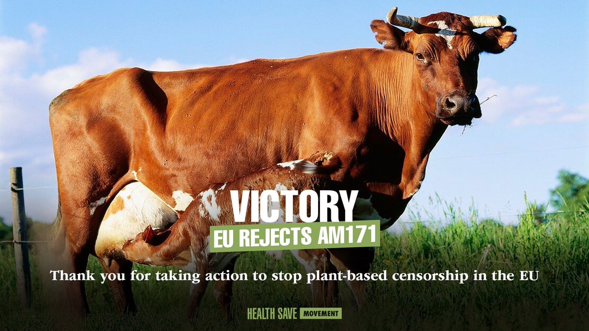 pbtcanada's tweet photo. Victory 🎉🐮

The @EU_Commission have listened &amp; rejected AM171 in a landmark win for animals, the planet, health and consumer freedom. 

Thanks to everyone who took action to #StopPlantBasedCensorship in the EU. Every tweet, letter &amp; signature on the @ProVeg_Int petition helped. https://t.co/IuG30SmwWz