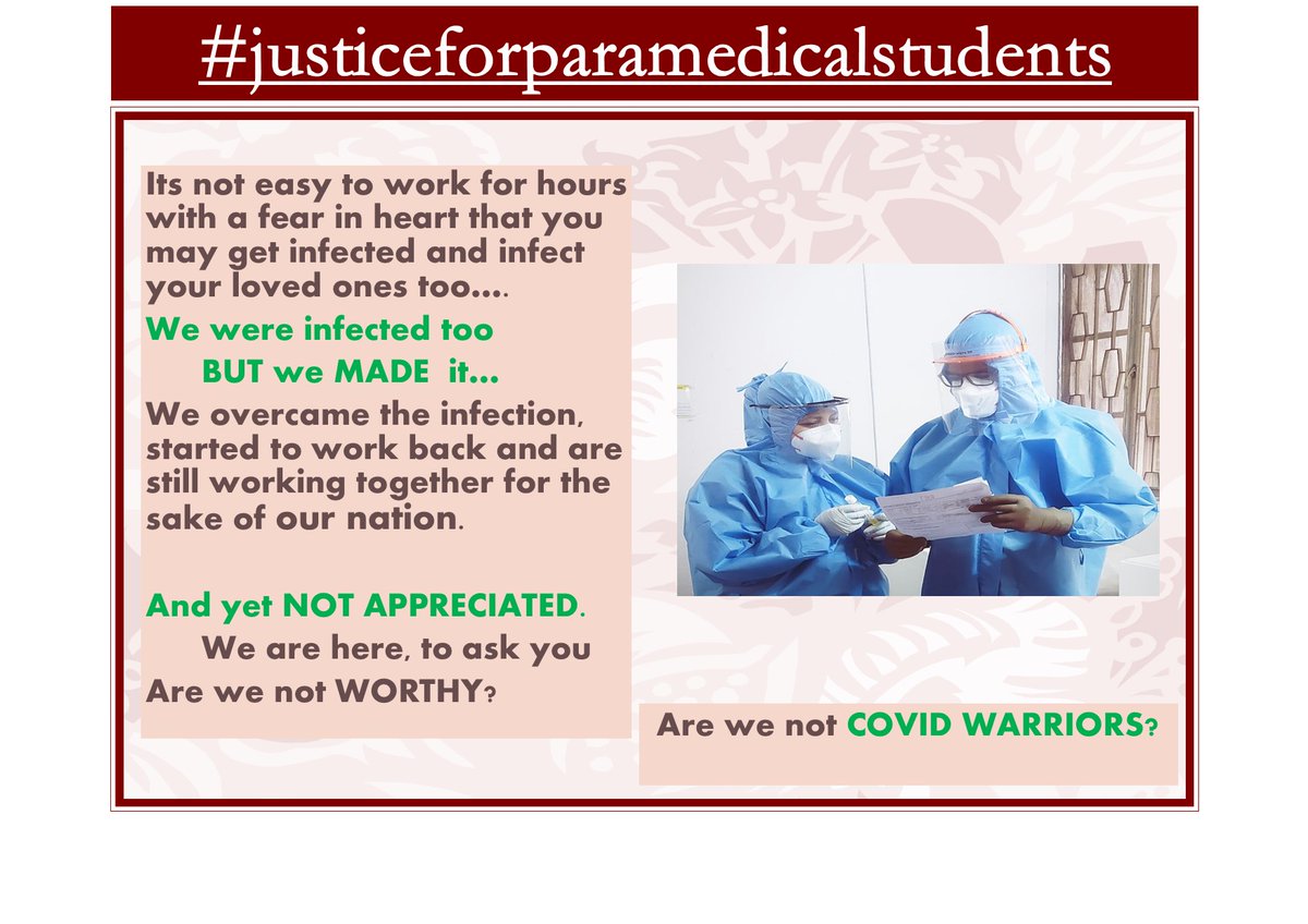 limra56's tweet photo. #justiceforparamedicalstudents
Working as a couple was not an easy task for us. But we did
Treat us equally, you can't ignore us just because we are behind the scene.
#JUSTICEFORPARAMEDICALSTUDENTS
#JUSTICEFORPARAMEDICALSTUDENTS
@timesofindia 
@drashwathcn https://t.co/KjX7Zr0mXA