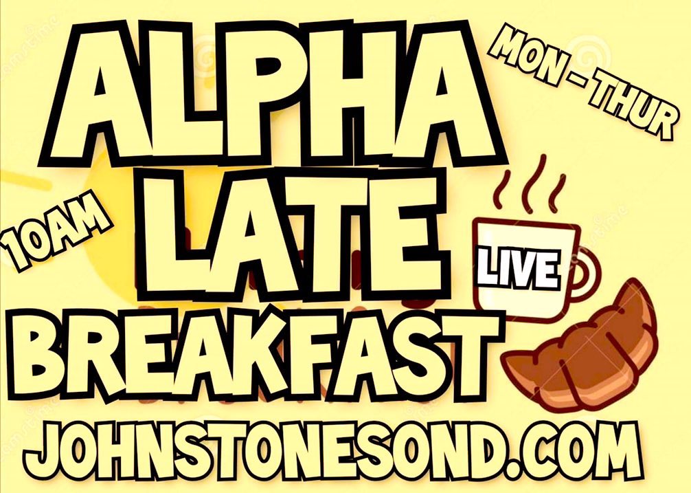 Tune into the Alpha Late Breakfast Show LIVE from 10am on johnstonesound.com Mon-Thurs🎙