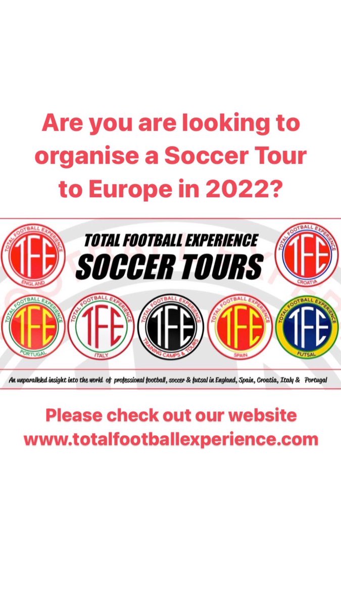 TFE_Italy's tweet photo. At Total Football Experience we are looking forward to 2022. Please take a look through our website and then challenge us to organise your dream soccer tour experience. https://t.co/UWH89pb9FA https://t.co/7gPknPfY8s