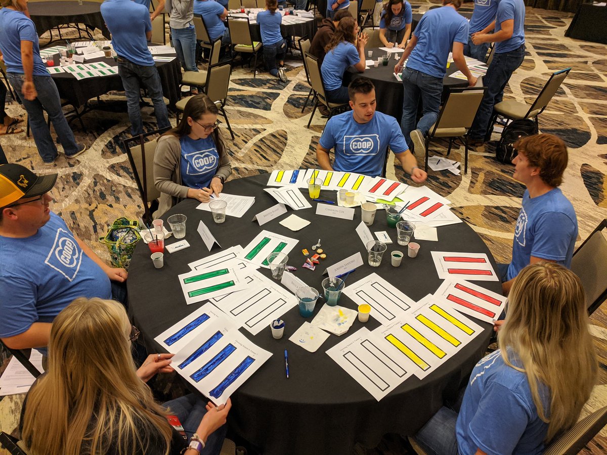 Thanks <a href="/brigg58/">Brian Briggeman</a> for the highly interactive activity at <a href="/KSCoopCouncil/">Kansas Co-op Council</a> Co-ops 101! Interns from <a href="/midkscoop/">MKC</a> and across Kansas learned about economies of scale, and walked a mile in the shoes of co-op managers &amp; farmers to set prices &amp; get things done! Great competition! #mkcintern