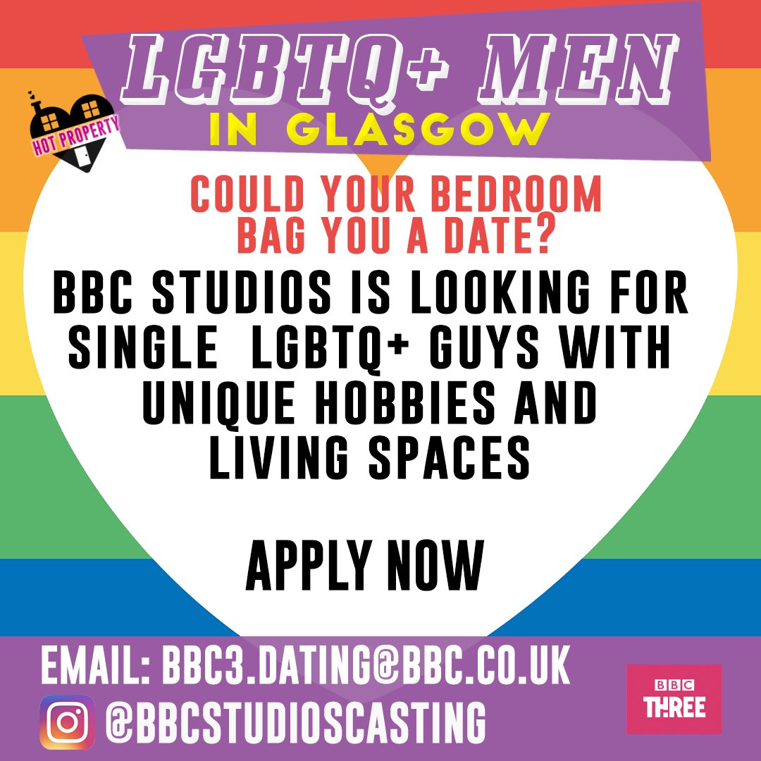 <a href="/MollyTVCasting/">Molly TV Casting</a> BBC Studios is looking for single LGBTQ+ guys in Central Belt Scotland for Hot Property Series 3!! APPLY NOW!!
 PLEASE RT :)