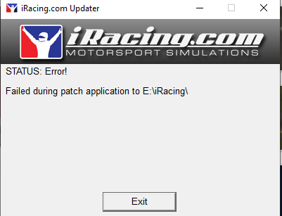 Rcfly3r1's tweet photo. @iRacingSupport when i try to update my sim i just get this message, anyone know how to fix it? https://t.co/NvOIFCkqNK