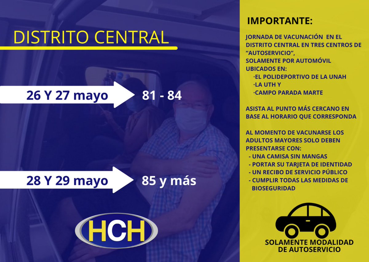 HCHTelevDigital's tweet photo. 🔴🔴Hoy corresponde auto vacunación a adultos mayores de 81 a 84 años de edad, aquí le damos los detalles ⬇️⬇️⬇️ https://t.co/7ETYzhNNXx