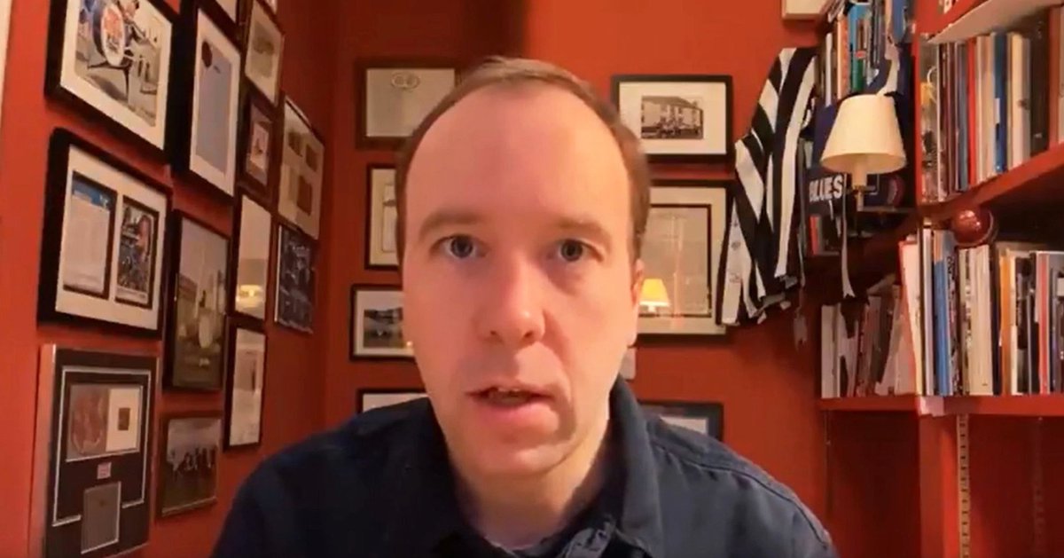 Matt Hancock on a Zoom call.