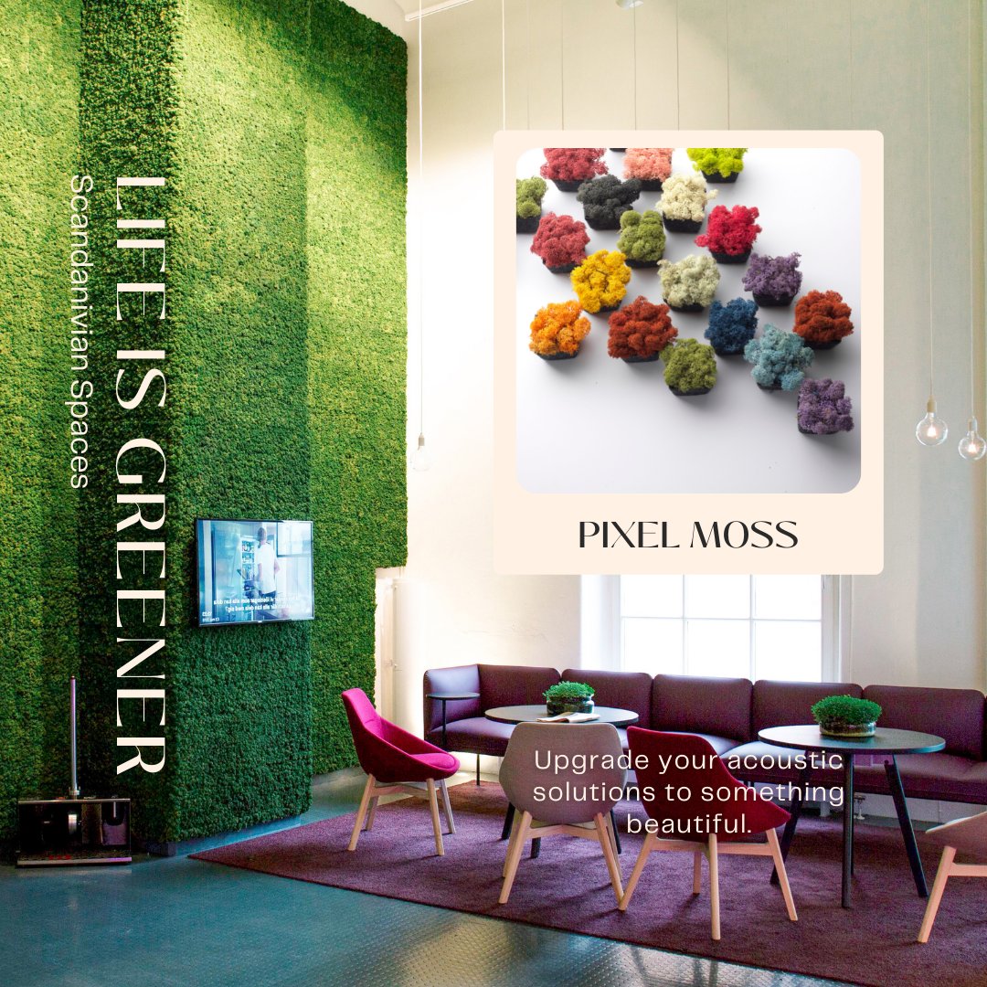 You don’t have to be loud to be heard. Let Pixel Moss by Scandinavian Spaces make a soft statement. Pixel Moss is handpicked Reindeer Moss that adds texture and interest to a space while keeping it a quiet place to work.
.

#scandinaviandesign #biophilia #acousticalproperties