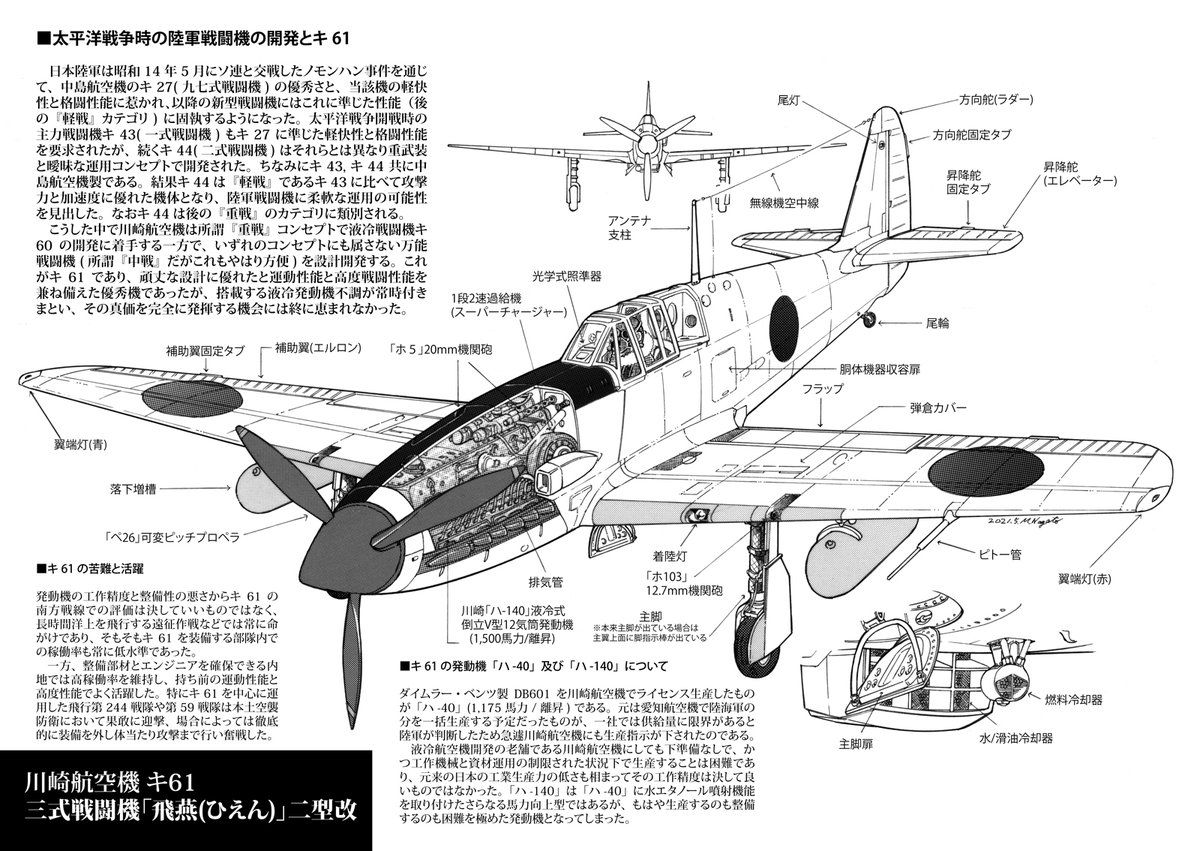 年内にキ61(飛燕)Ⅱ型改試作17号機を主題にした目つき悪い子同人誌を出す予定です。で、この4枚はその巻末に載せる予定で描いたキ61及び日本陸軍戦闘機の紹介コラムです。正直最高にしんどかったです。でもこれでようやく本編描けるよ! あと紹介文は間に合わせで書いたで変なとこは後で修正します! 