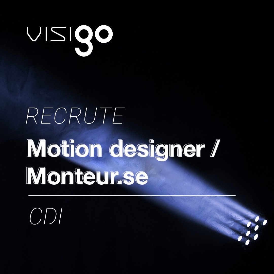 agencevisigo's tweet photo. Visigo recherche son (ou sa) motion designer / monteur ! 
Nous cherchons un profil qui est à l'aise dans les deux domaines 🙂🎬 

Cliquez ici pour lire notre annonce : https://t.co/QJR7Ckbzry 

À bientôt ! 

#recrutement #emploi #CDI #motiondesign #montage #studio #video https://t.co/bywXXAV64F