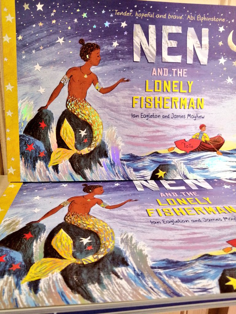 A new arrival! #NenAndTheLonelyFisherman @OwletPress an absolute beauty of a picture book about acceptance and love and the sea. @MrEagletonIan and @mrjamesmayhew thank you. James will be painting a Nen window for us on 14th June. Looking forward to seeing you James!