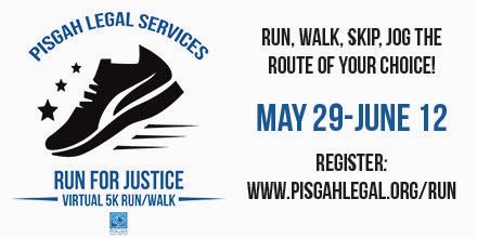 THIS SATURDAY begins our virtual Run for Justice 5K! Run, walk, or skip a route of your choice! Send photos to Jodi@pisgahlegal.org and we will share on social media. Who knows- You just may inspire others to join the fun! Registration is still open at pisgahlegal.org/run