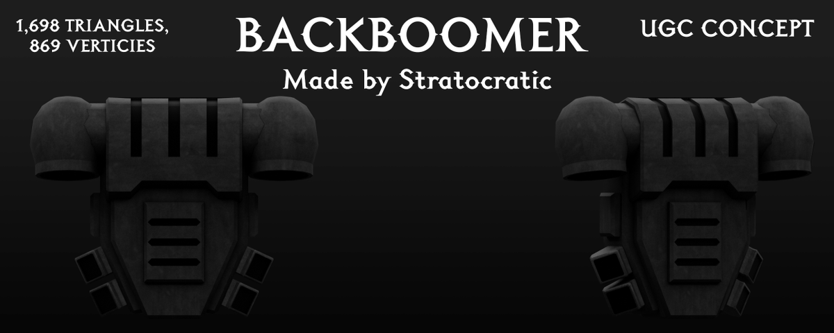 Stratocratic10's tweet photo. UGC Concept: Backboomer
Jetpack back accessory.
#RBXDev #Roblox #RobloxDev #UGCConcept #RobloxUGC https://t.co/bvIk20LBAd