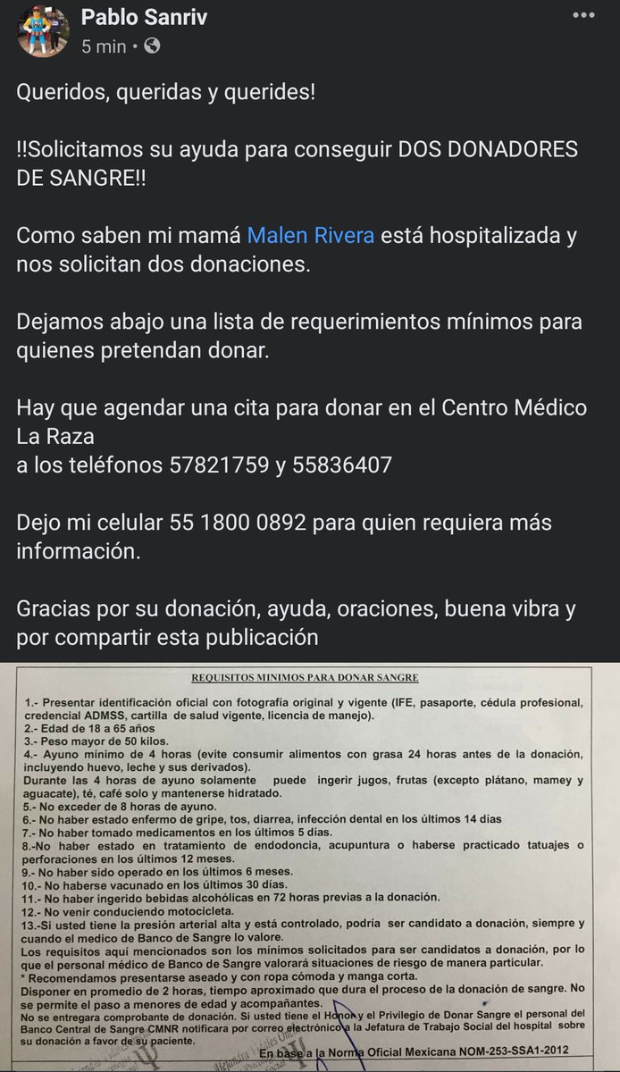 Vaquisha's tweet photo. Amigos de #CDMX solicito #donadores para mi hermana Magdalena Rivera, si puedes ser tú contacta a @PSanriv para mayor información. 
Si no puedes, porfa RT https://t.co/a4Aa2ZeXL6