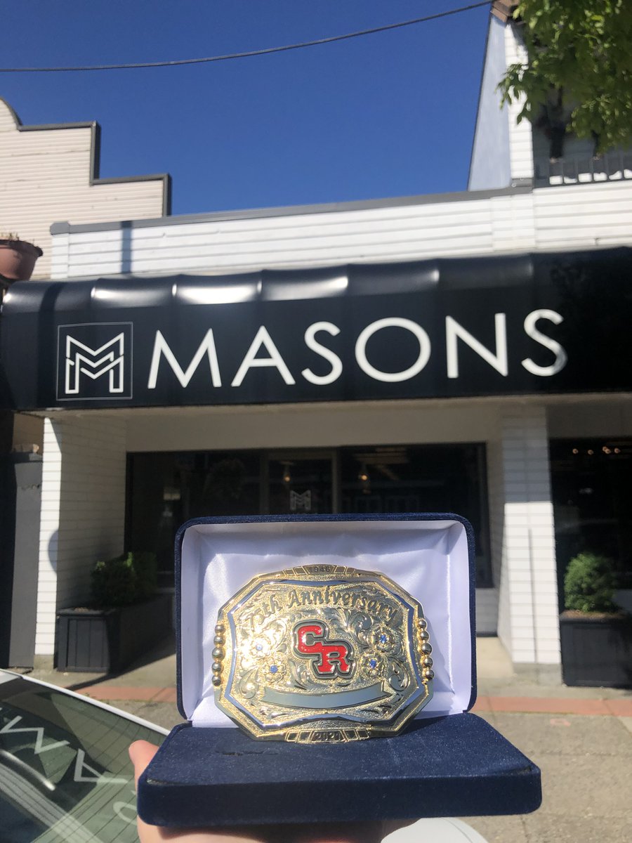 Run, don't walk to Mason's Furniture and enter to win a Rodeo Belt Buckle today! @Clovrdalebia @CloverdaleRodeo