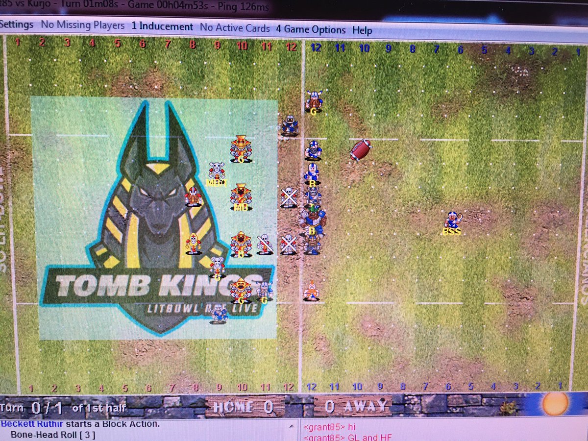 Final match <a href="/OfficialNAF/">The NAF</a> LitBowl: a disappointing 1-0 loss. Started w my opponent going for Block TG on 1D:skull-rr-pow rip regen fail lol. Finished 0/3/3😪 Skrull was a champ in every match but my TG placement was often the downfall #bloodbowl .opponent not even a naf member 🤷‍♂️