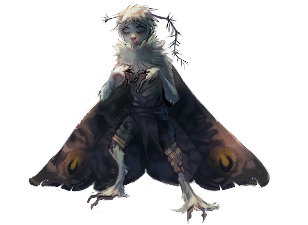 CrookfishArt's tweet photo. i've always loved seeing people draw their ocs at different points in their life! did the same for my moth, gakuto 

age 12 vs age 18 https://t.co/jM59qeMjEY