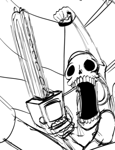 Head empty. Making drawing for Piconjo Day. Specifically for the game that's being developed for that day and i'm really hyped for it! Also bonus skull kid cuz I like how the sketch came out.
